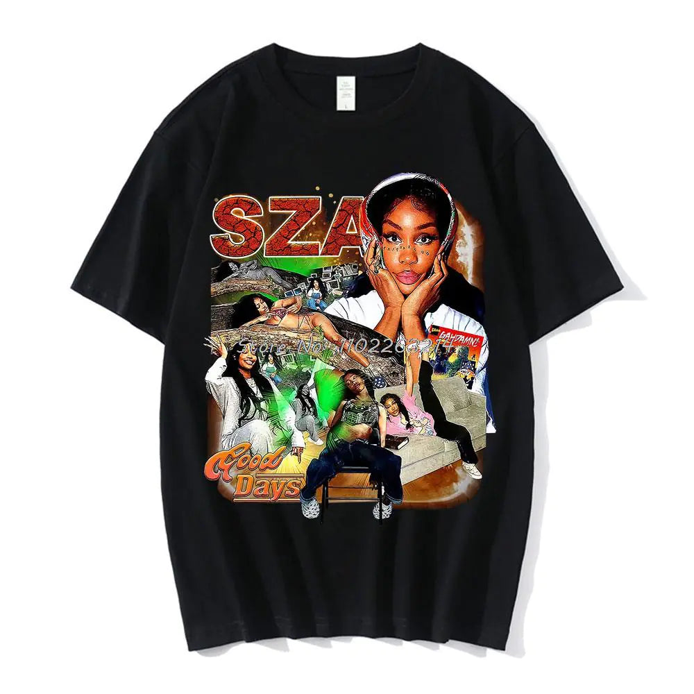 Unisex SZA Good Days Graphics T-shirt Hip Hop Rapper Vintage T Shirt-- Zippered Front Buttoned Front Snap Front Unisex SZA Good Days Graphics T-shirt Hip Hop Rapper Vintage T Shirt-- Zippered Front Buttoned Front Snap Front