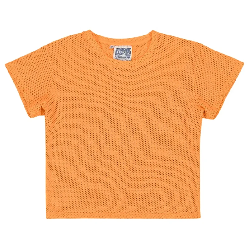 Jungmaven Carmen Cropped Mesh Tee Shirt-- Chenille Blend Fleece Blend Nylon Blend