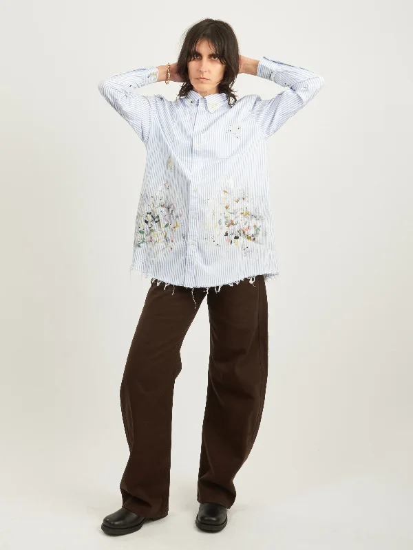 Blue Stripe Painter Shirt-- Collared Crew Neck Turtle Neck