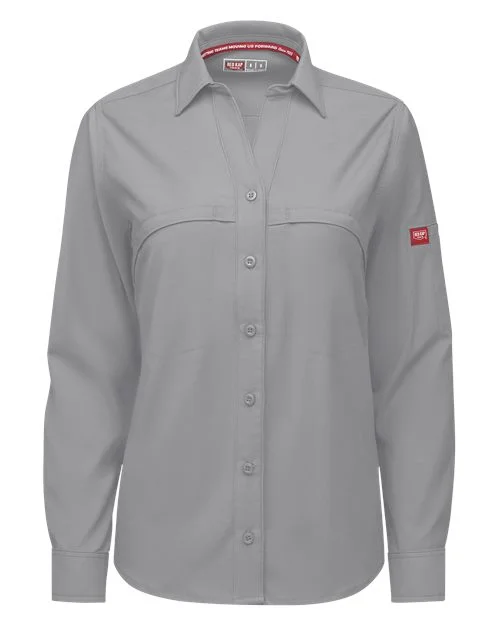 Women's Cooling Long Sleeve Work Shirt-- Polka Dot Checkered Tartan