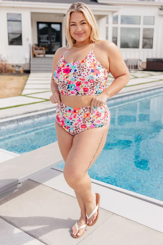 Hazel Blues® |  Off the Florida Keys Two Piece Swimsuit High-Waisted Swim Bottoms