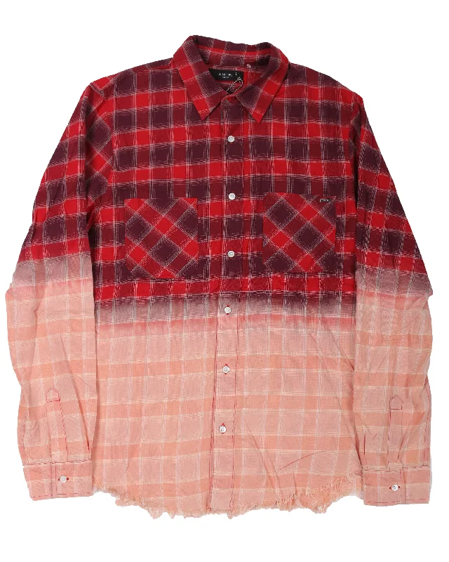 Bleached Flannel Shirt-- Print Jacquard Patchwork