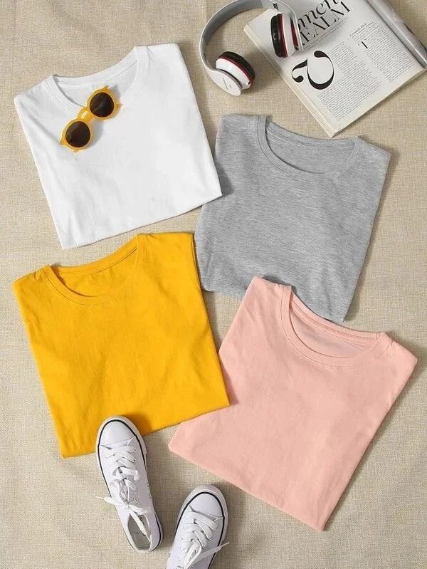 Young Trendz Womens Half Sleeve Round Neck (4Combo) T.shirt-- Cashmere Blend Cotton Blend Poly Blend Young Trendz Womens Half Sleeve Round Neck (4Combo) T.shirt-- Cashmere Blend Cotton Blend Poly Blend