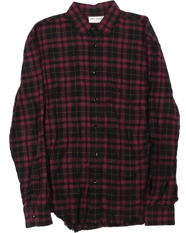 SS17 Oversized Black & Violet Wrinkle Check Shirt-- Modern Contemporary Chic