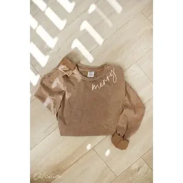 Merry Toast Mineral Washed Graphic Shirt-- Hooded Caped Shawl Collar
