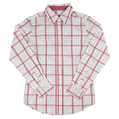 Wrangler George Strait For Her Peach/White Checkered Long Sleeve Shirt - LGS7219-- Collared T-Shirt Boat Neck A-Line Wrangler George Strait For Her Peach/White Checkered Long Sleeve Shirt - LGS7219-- Collared T-Shirt Boat Neck A-Line