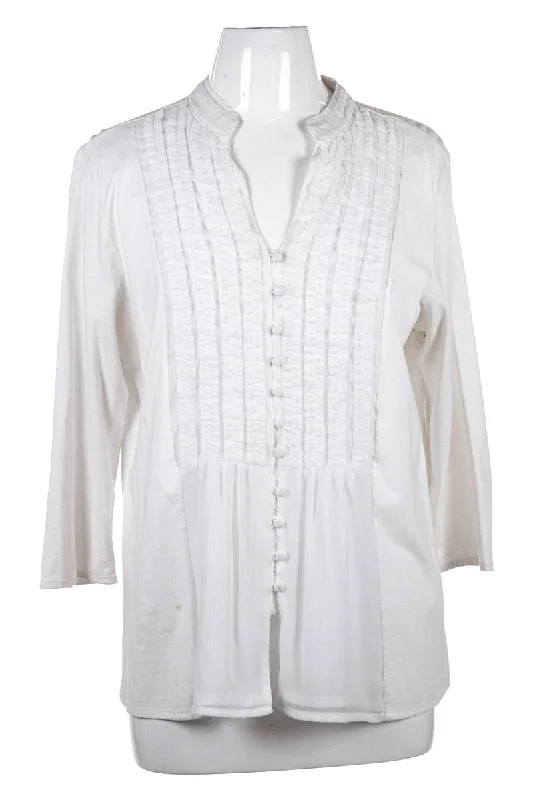 Coldwater Creek Button Down Shirt-- Asymmetrical Pockets Print