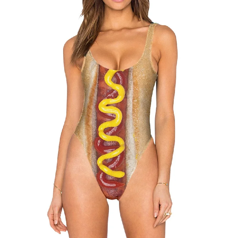 Hot Dog Swimsuit - High Legged Sexy Swimwear Set