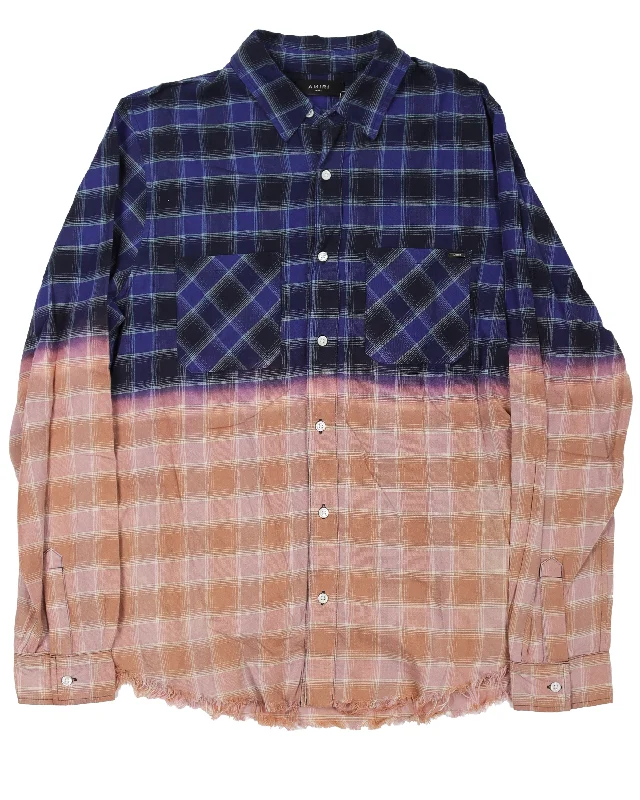 Bleached Flannel Shirt-- Houndstooth Herringbone Solid
