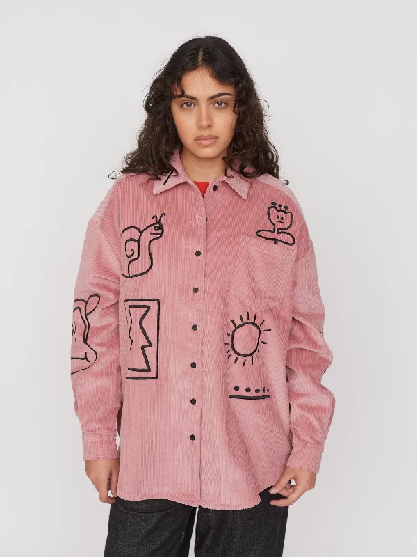 Creatures Cord Shirt-- Striped Floral Plaid