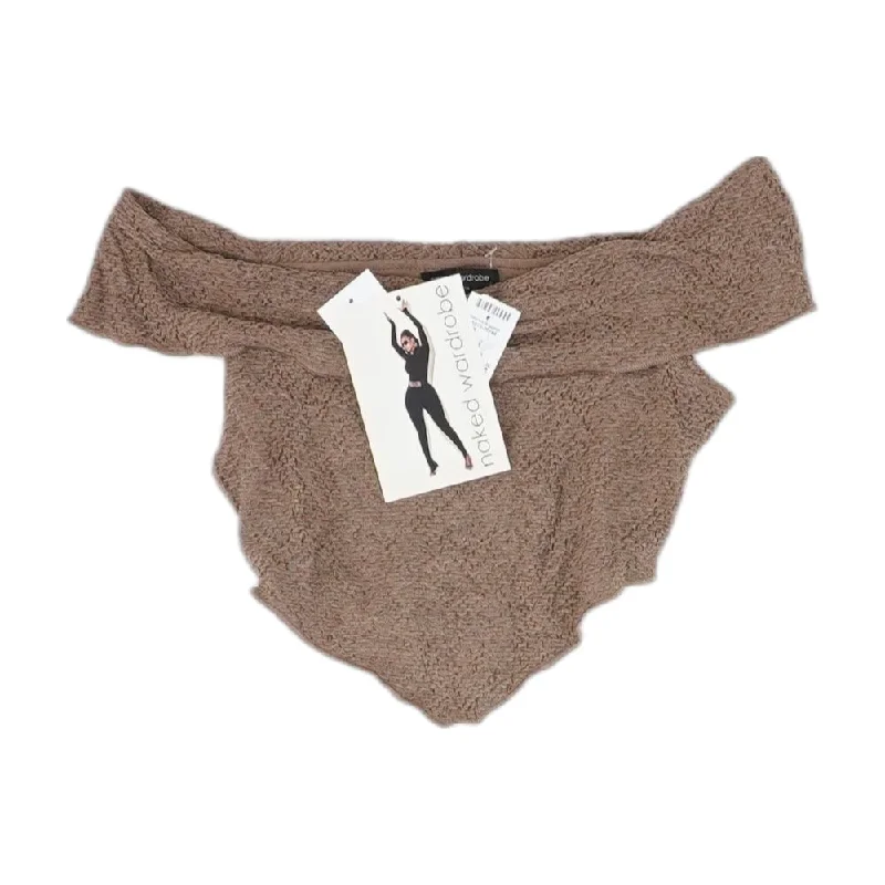 Brown Solid Cropped T-Shirt-- Print Jacquard Patchwork