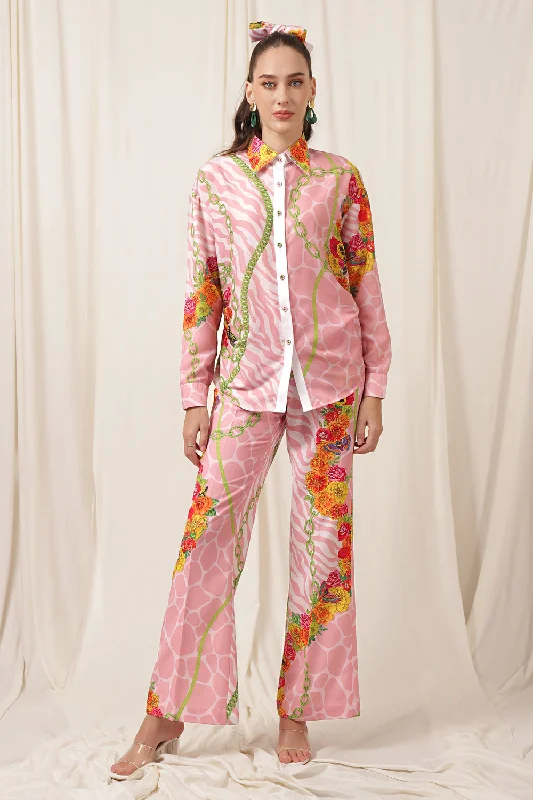 THE PLEAT SHIRT  CO-ORD SET-- Silk Blend Satin Velvet