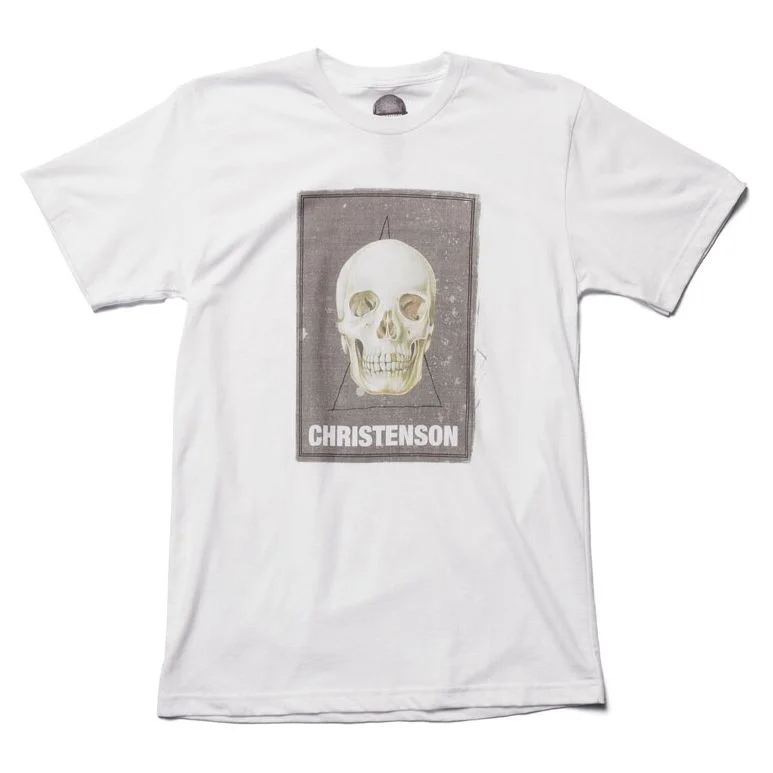 Cigar Box Skull T-Shirt - White-- Jersey Fabric Tulle Fabric Batik Fabric