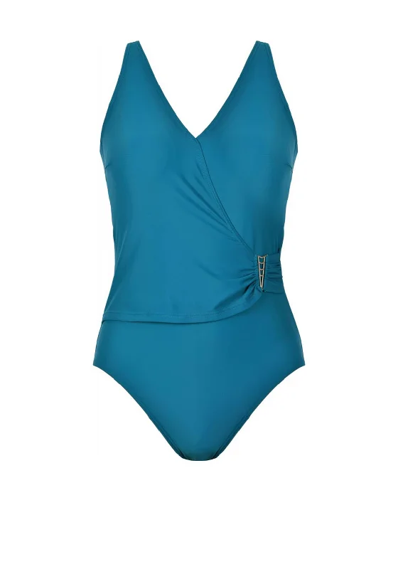 Naturana Body Contouring Swimsuit, Teal Minimalist One-Piece