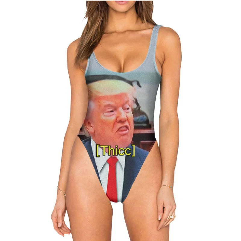 Thhhicc Swimsuit - High Legged Crisscross Back Swimsuit