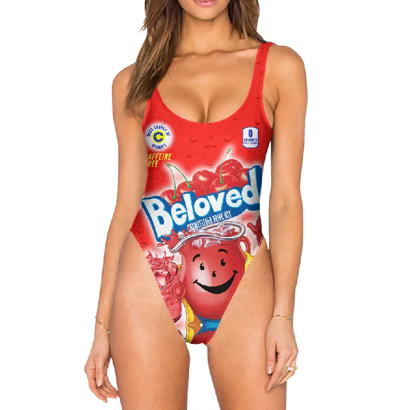 Beloved Cherry Drink Mix Swimsuit - High Legged Luxury Swimsuit Style