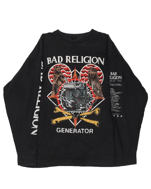 Bad Religion "Generator" 1992 Tour L/S T-Shirt-- Welt Pockets Slit Pockets