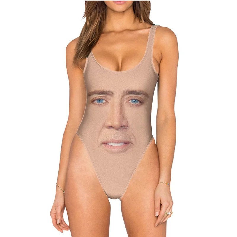 Cage Face Swimsuit - High Legged High-Waisted Swimwear