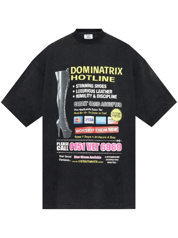 Dominatrix Hotline Oversized T-shirt (Black)-- Terry Blend Velvet Blend Canvas Blend