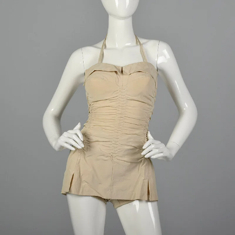 1950s Pin Up Halter Swimsuit Trendy Swimwear Set