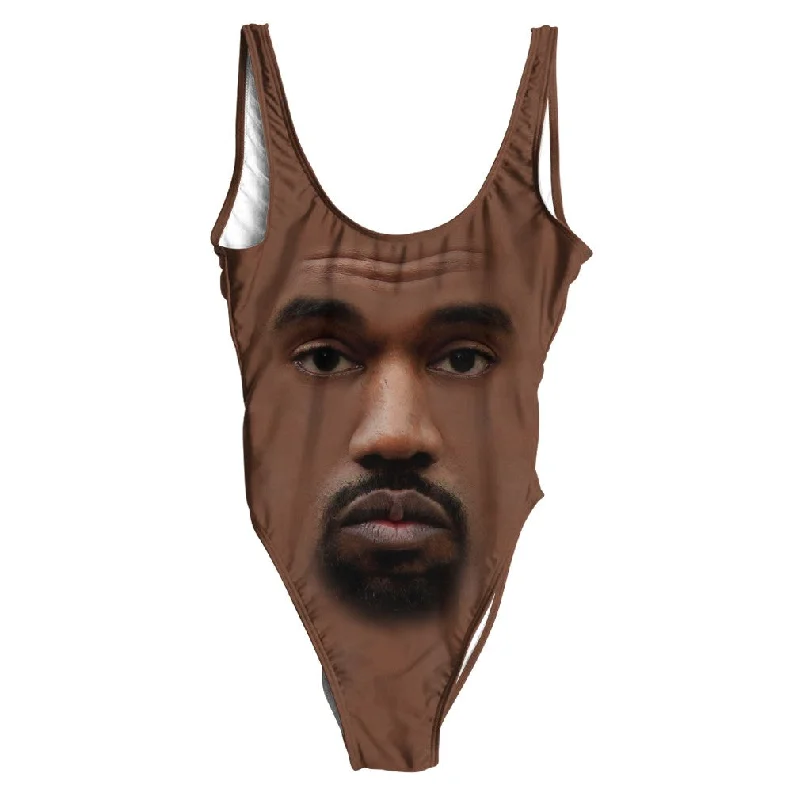 Kanye Face Swimsuit - Regular Elegant Ruffle Swimsuit