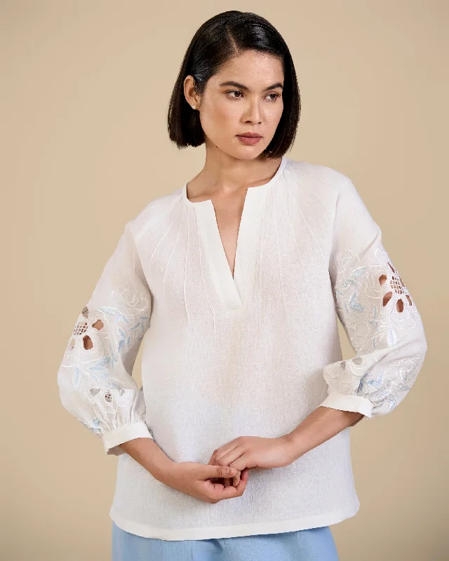White Dove Shirt-- Handmade Hand-knitted Hand-woven