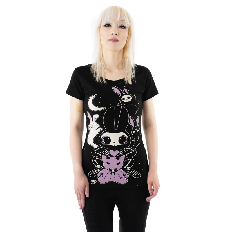 VOODOO BUNNY T SHIRT - BLACK-- Wool Fabric Cashmere Fabric Tweed Fabric