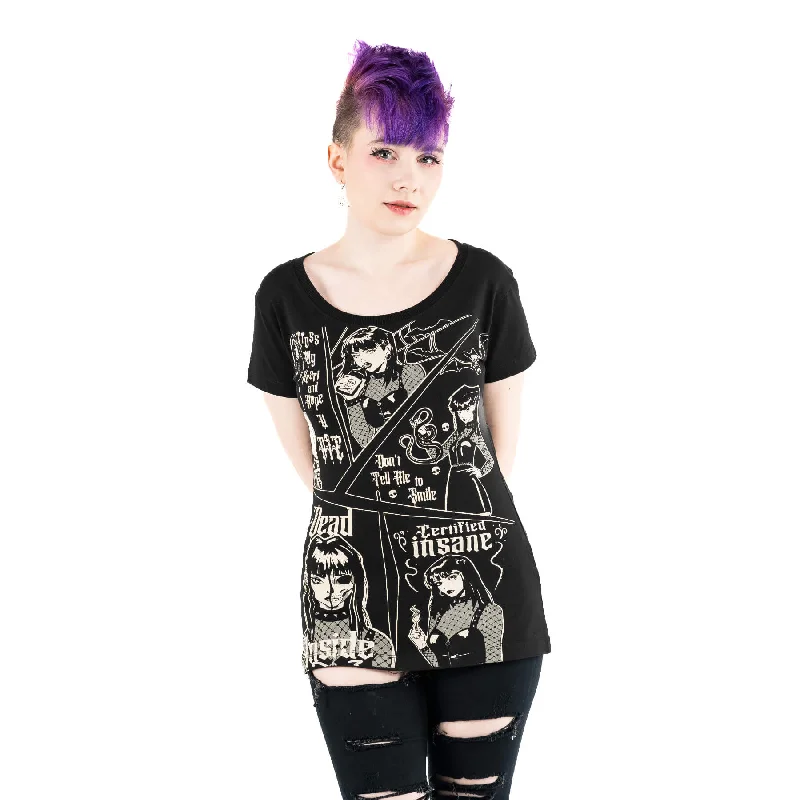 CERTIFIED INSANE T SHIRT - BLACK-- Front Pockets Side Pockets Patch Pockets