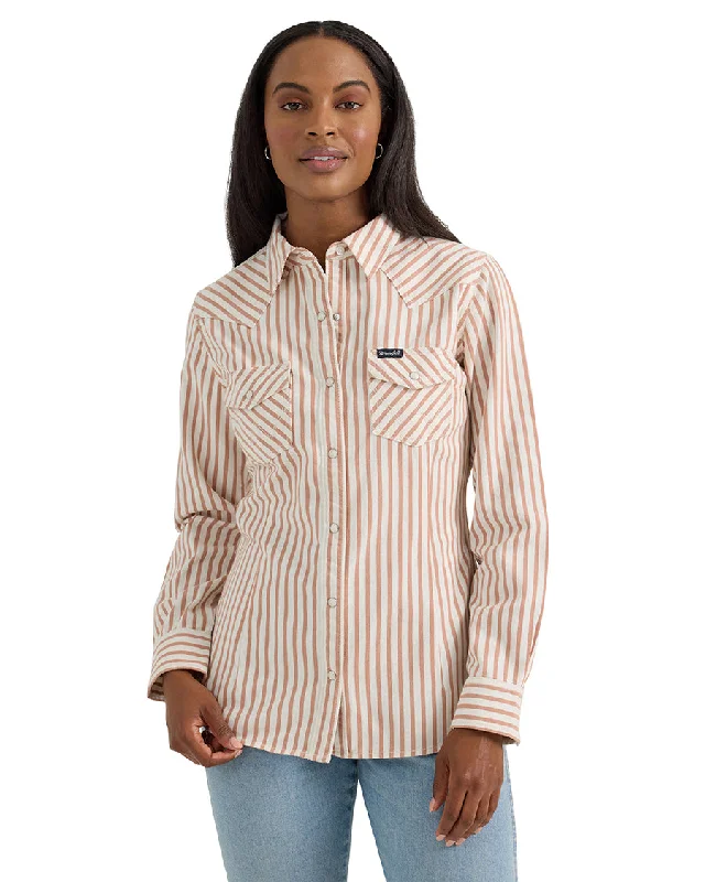 Women's Americana Long Sleeve Shirt-- Mesh Fabric Canvas Fabric Denim Fabric