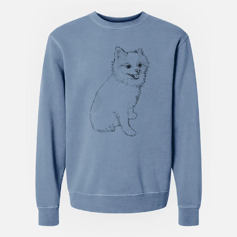 Doodled Edison the Pomeranian - Unisex Pigment Dyed Crew Sweatshirt Hoodie with Relaxed Fit Easy Casual Doodled Edison the Pomeranian - Unisex Pigment Dyed Crew Sweatshirt Hoodie with Relaxed Fit Easy Casual
