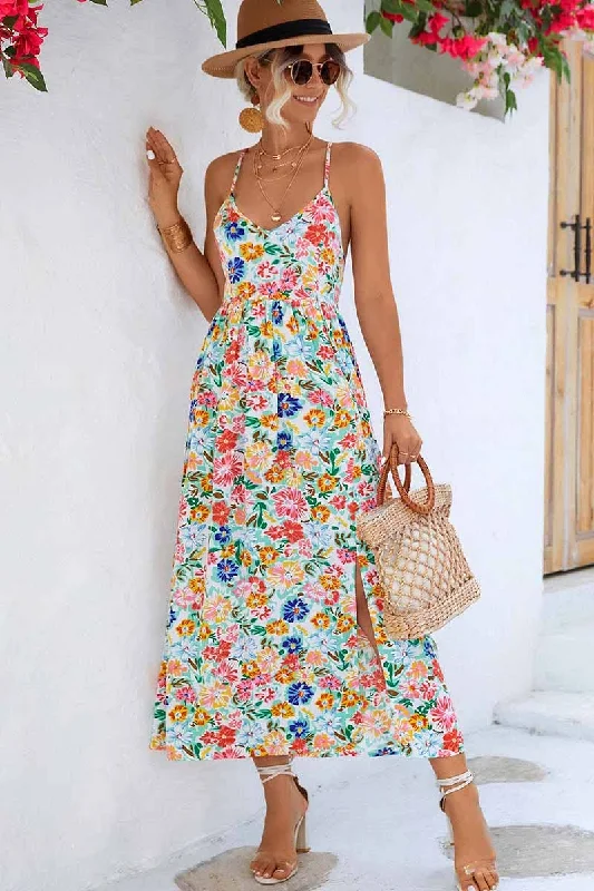 Floral V Neck Spaghetti Strap Dress *FINAL SALE* Tunics Luxurious premium