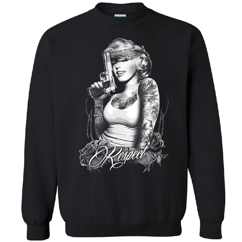 Zexpa Apparelâ„¢ Marilyn Monroe Gangster Respect Unisex Crewneck Roses Mafia Sweatshirt Hoodie with Monochrome Minimalist Simple Zexpa Apparelâ„¢ Marilyn Monroe Gangster Respect Unisex Crewneck Roses Mafia Sweatshirt Hoodie with Monochrome Minimalist Simple