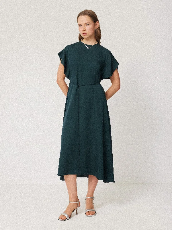 Pure Silk Drape Sleeve Dress | Blue Tunics Travel practical
