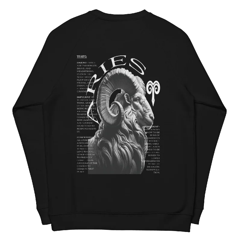 Deadpan Couture "Aries" Organic Raglan Sweatshirt Hoodie with Sequins Glamorous Eye-catching