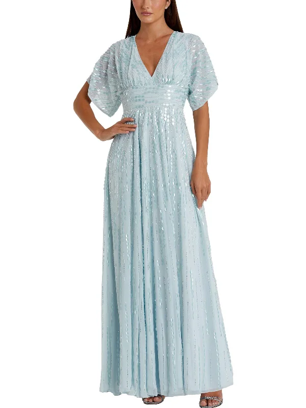 Womens Chiffon Embellished Evening Dress Tunics Cozy comfortable