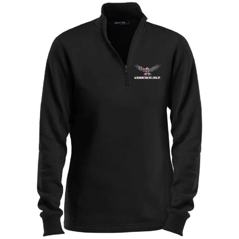 Racing For Freedom, Speed, And Glory Ladies 1/4 Zip Sweatshirt Hoodie with Patch Decorative Personalized Racing For Freedom, Speed, And Glory Ladies 1/4 Zip Sweatshirt Hoodie with Patch Decorative Personalized