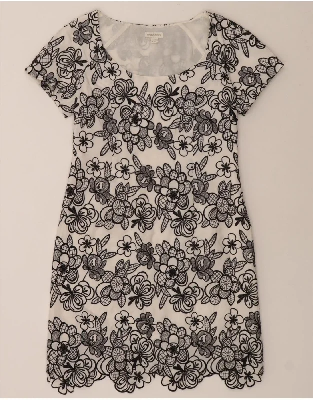 MONSOON Womens A-Line Dress UK 14 Medium White Floral Polyester Tunics Solid Classic MONSOON Womens A-Line Dress UK 14 Medium White Floral Polyester Tunics Solid Classic