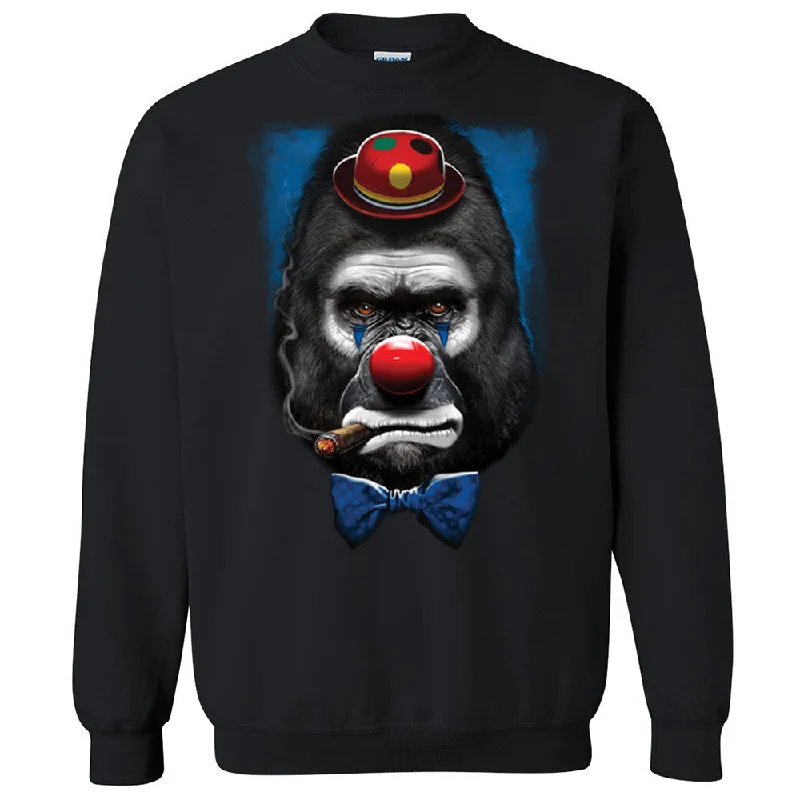 Zexpa Apparelâ„¢ Cigar Smoking Gorilla Crown Face Unisex Crewneck Halloween Costume Sweatshirt Hoodie with Tied Waist Feminine Flattering Zexpa Apparelâ„¢ Cigar Smoking Gorilla Crown Face Unisex Crewneck Halloween Costume Sweatshirt Hoodie with Tied Waist Feminine Flattering