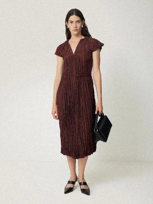 Plisse Belted Dress | Red Tunics Trousers formal