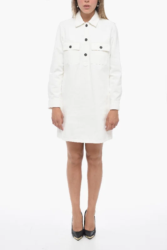 A.P.C. Cotton MILA Dress with Collar Tunics Trendy modern