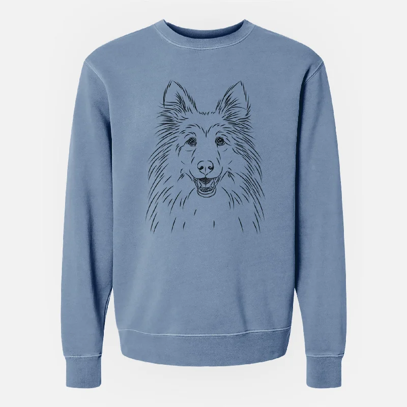 Bare Sheldon the Shetland Sheepdog - Unisex Pigment Dyed Crew Sweatshirt Hoodie with Relaxed Fit Easy Casual Bare Sheldon the Shetland Sheepdog - Unisex Pigment Dyed Crew Sweatshirt Hoodie with Relaxed Fit Easy Casual