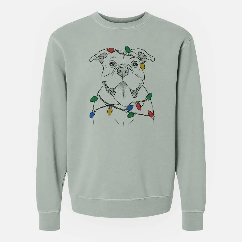 Christmas Lights Nacho the American Bully - Unisex Pigment Dyed Crew Sweatshirt Hoodie with Lining Warm Insulated Christmas Lights Nacho the American Bully - Unisex Pigment Dyed Crew Sweatshirt Hoodie with Lining Warm Insulated