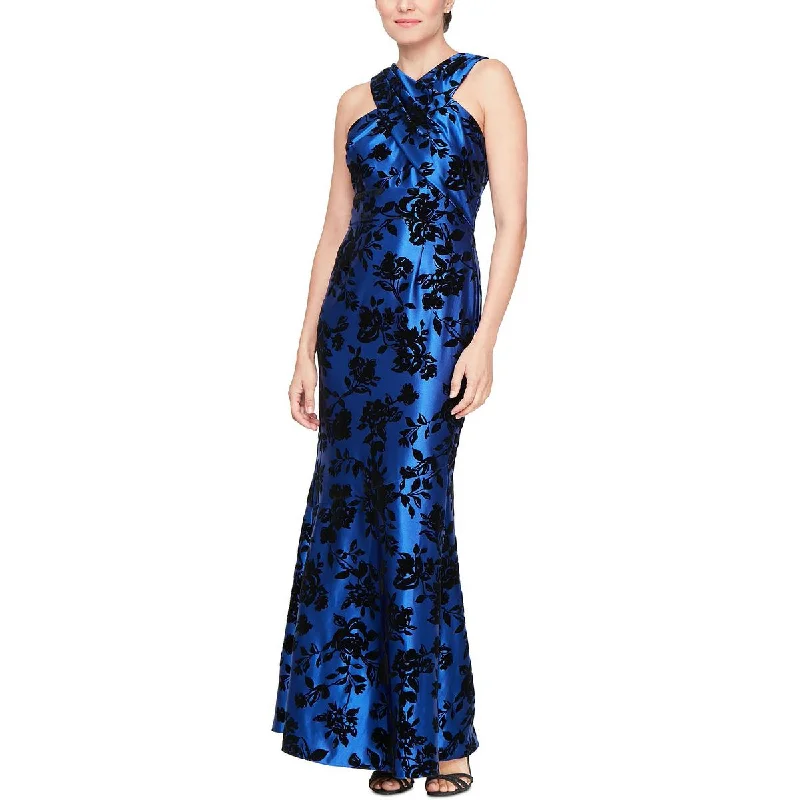 Plus Womens Full Length Floral Print Halter Dress Tunics Vintage classic