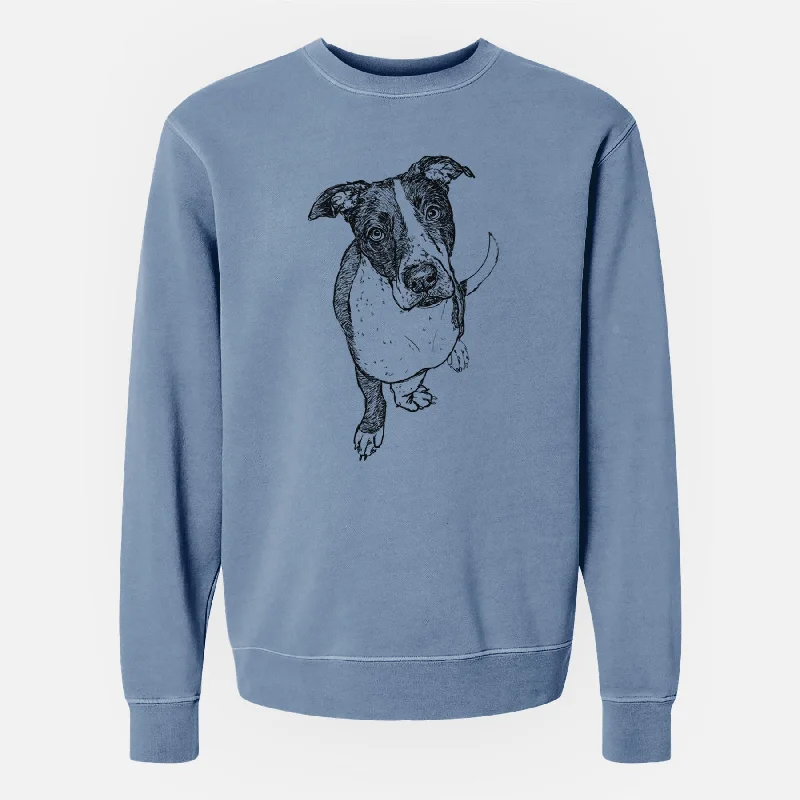 Doodled Vinny the Pitbull - Unisex Pigment Dyed Crew Sweatshirt Hoodie with Drawcord Adjustable Secure Doodled Vinny the Pitbull - Unisex Pigment Dyed Crew Sweatshirt Hoodie with Drawcord Adjustable Secure