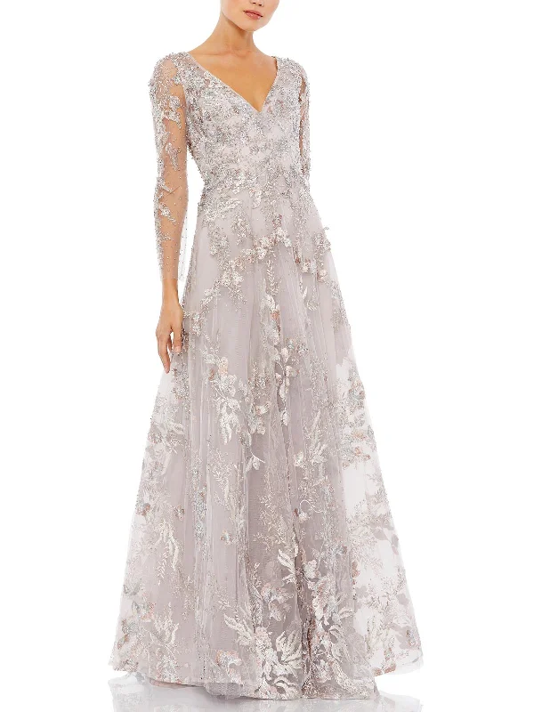 Womens Metallic Embellished Evening Dress Tunics Sophisticated sleek