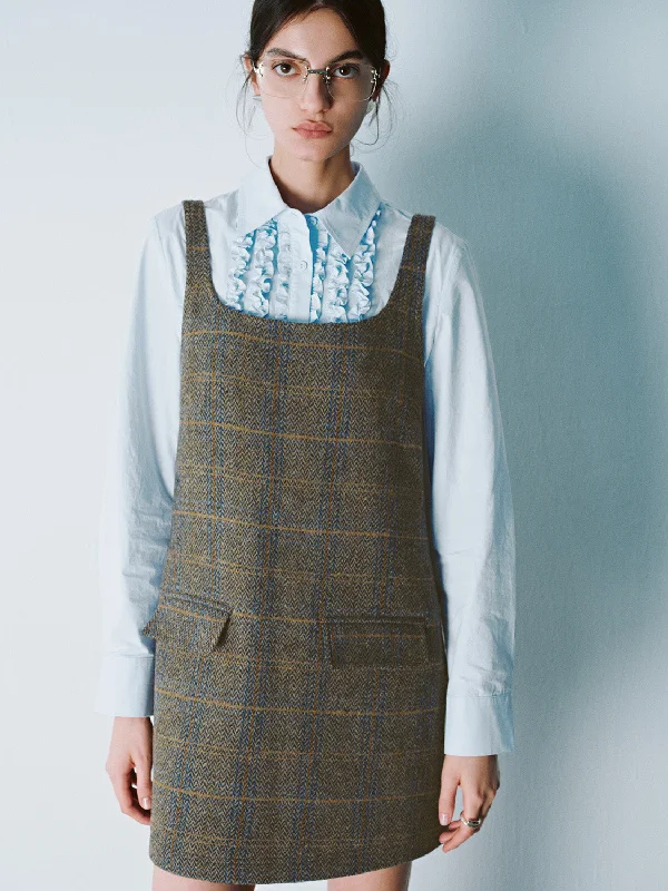 Plaid Straight Pinafore Dresses Tunics Designer luxury