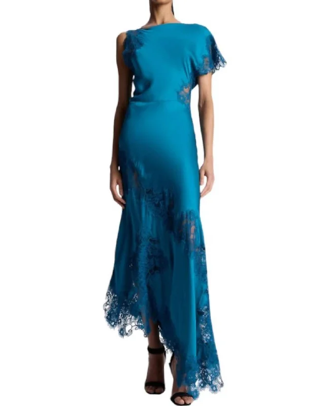 Alessia Dress In Bright Flourite Off-the-shoulder Chic Trendy