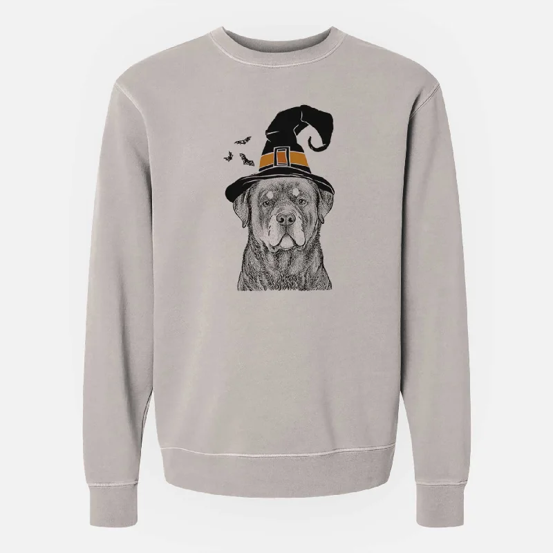 Witch Sarge the Rottweiler - Unisex Pigment Dyed Crew Sweatshirt Hoodie with Cuffed Sleeves Snug Secure Witch Sarge the Rottweiler - Unisex Pigment Dyed Crew Sweatshirt Hoodie with Cuffed Sleeves Snug Secure