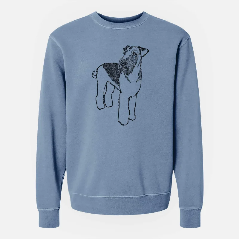 Doodled Nash the Airedale Terrier - Unisex Pigment Dyed Crew Sweatshirt Hoodie with Elastic Cuffs Stretchable Comfortable Doodled Nash the Airedale Terrier - Unisex Pigment Dyed Crew Sweatshirt Hoodie with Elastic Cuffs Stretchable Comfortable