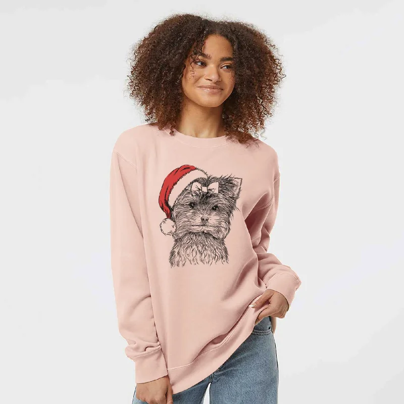Santa Cricket the Biewer Terrier - Unisex Pigment Dyed Crew Sweatshirt Hoodie with Earth Tones Natural Calm Santa Cricket the Biewer Terrier - Unisex Pigment Dyed Crew Sweatshirt Hoodie with Earth Tones Natural Calm